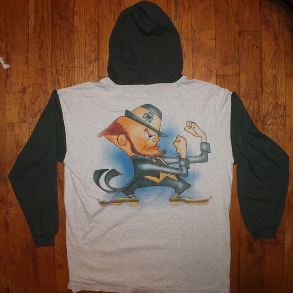 Vintage 90s Notre Dame Fighting Irish Hooded Shirt - Picture 4 of 5